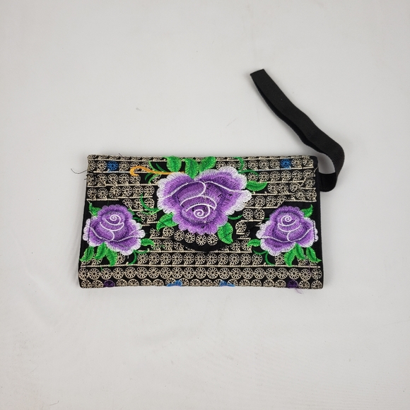 Wallet Embroidered floral multicolor 100% mexican art  Handmade/ cartera bordada - Picture 3 of 8
